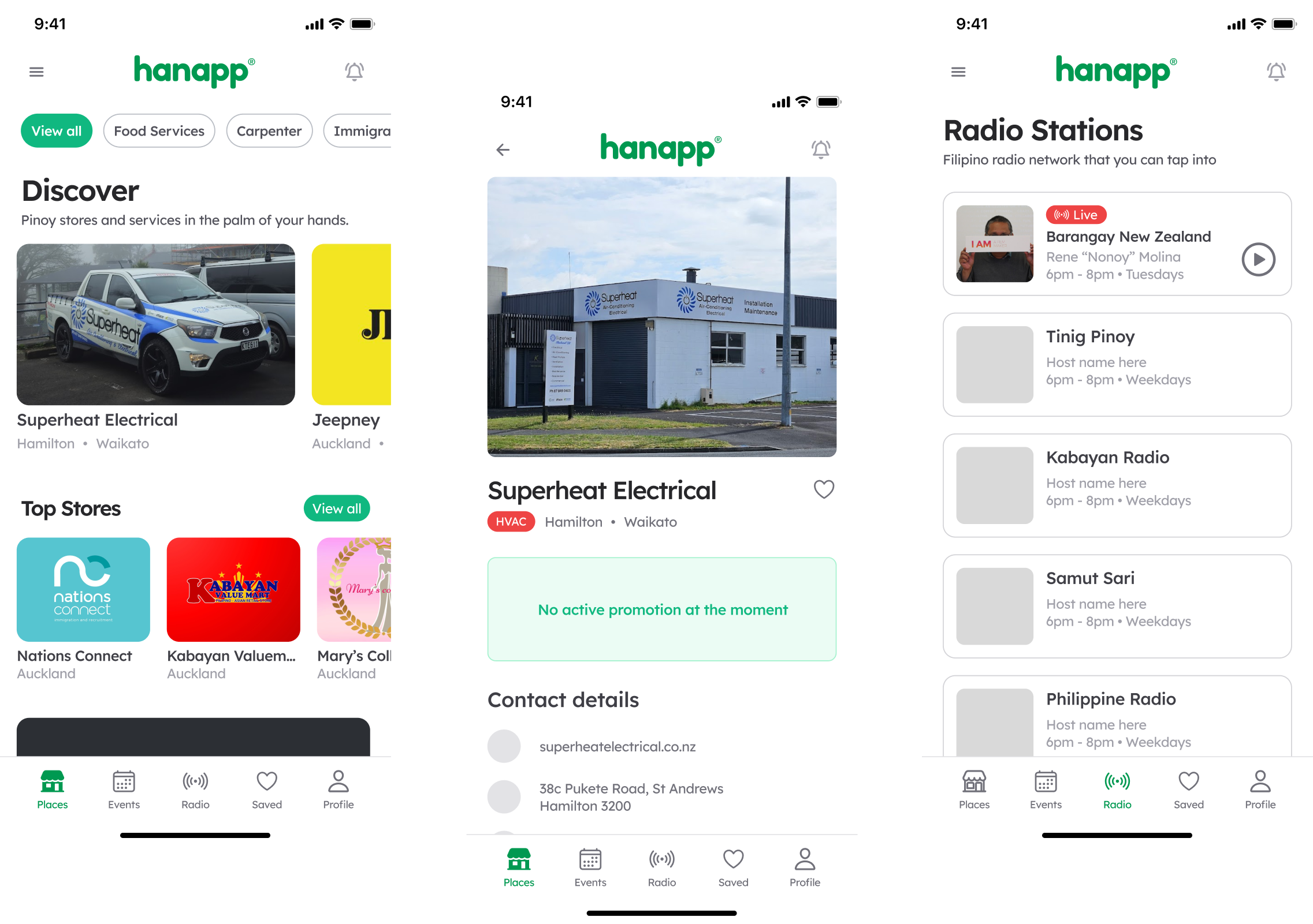 hanapp screens